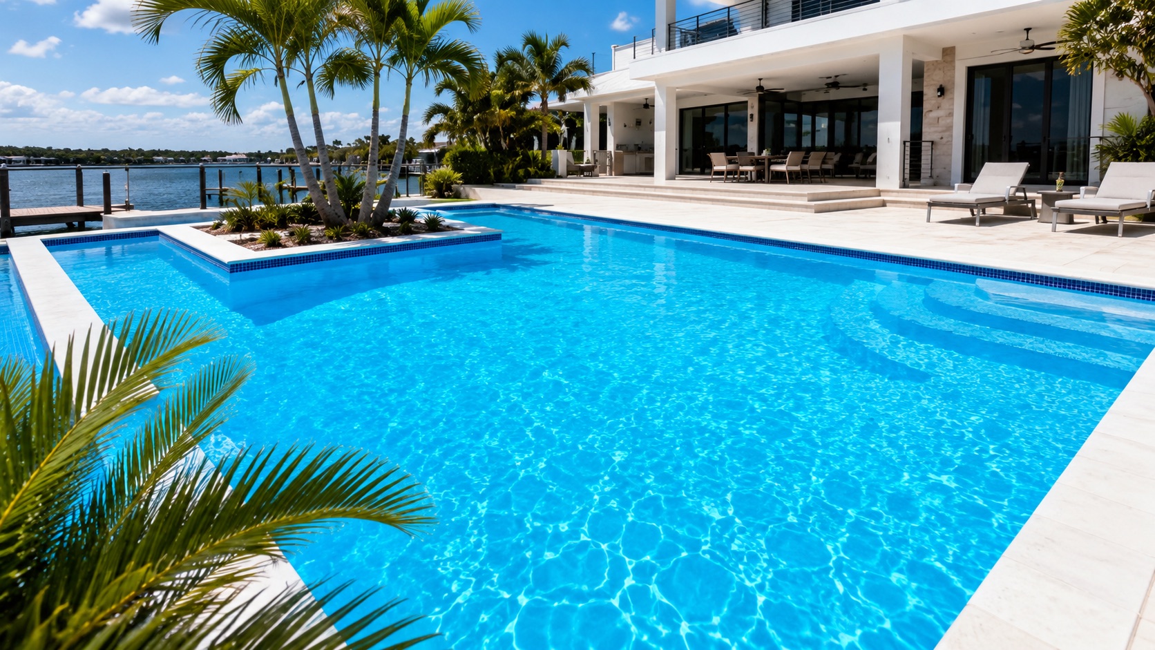 Pristine swimming pool maintained by Al Kahaf in Bahrain.